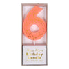 Meri Meri Orange Number 6 Candle -  Party Supplies - Meri Meri UK - Putti Fine Furnishings Toronto Canada - 1