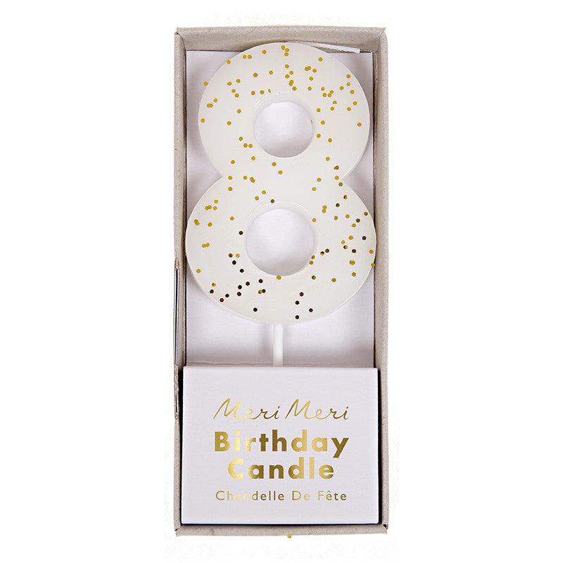 Meri Meri White Number 8 Candle -  Party Supplies - Meri Meri UK - Putti Fine Furnishings Toronto Canada - 1