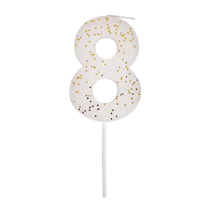 Meri Meri White Number 8 Candle -  Party Supplies - Meri Meri UK - Putti Fine Furnishings Toronto Canada - 1