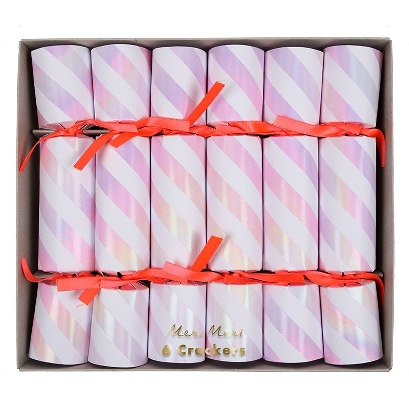 Meri Meri Small Iridescent Stripe Christmas Crackers | Putti Canada
