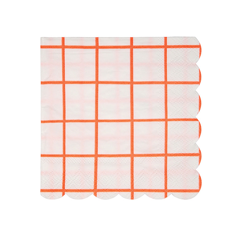  Meri Meri Coral Grid Paper Napkins -Small, MM-Meri Meri UK, Putti Fine Furnishings