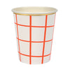 Meri Meri Coral Grid Paper Cups, MM-Meri Meri UK, Putti Fine Furnishings
