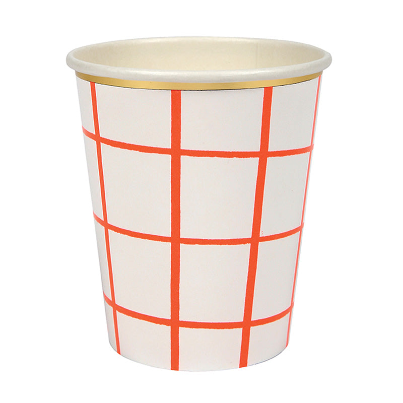  Meri Meri Coral Grid Paper Cups, MM-Meri Meri UK, Putti Fine Furnishings