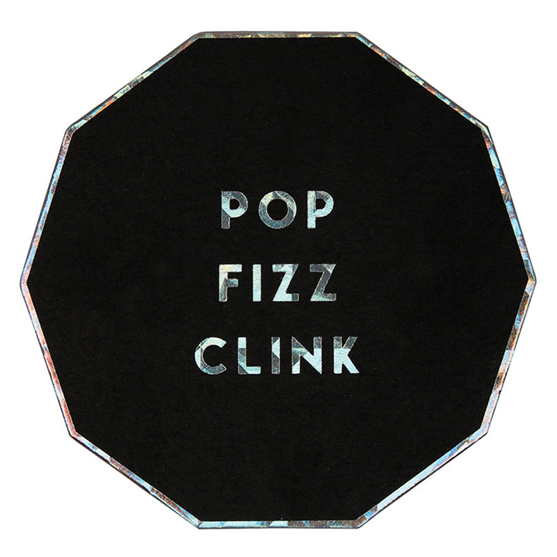  Meri Meri Pop Fizz Clink Black Holographic Foil Paper Coasters, MM-Meri Meri UK, Putti Fine Furnishings