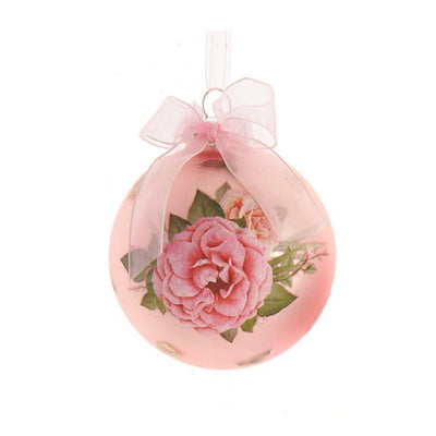 Kurt Adler Blush Boho Chic Decal Glass Ball Ornament - Blush Pink  | Putti Christmas