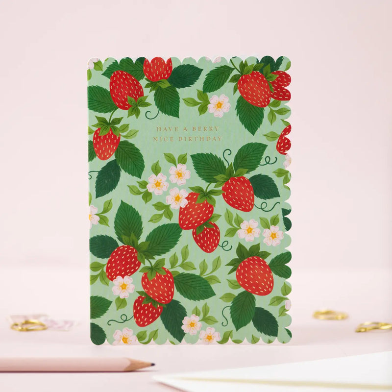 "Berry Birthday" Strawberry Greeting Card