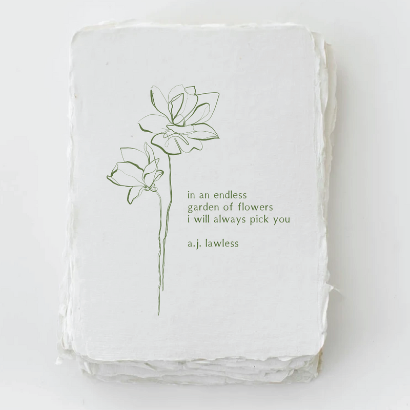 Handmade Paper "I always pick you" Love Floral Greeting Card