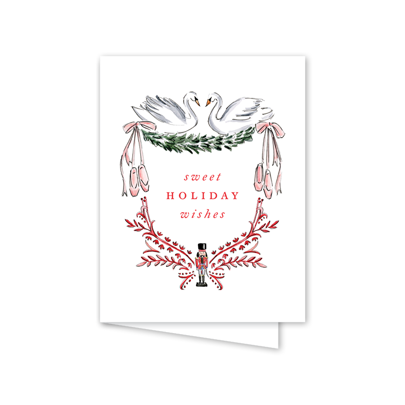 Nutcracker Toile "Sweet Holiday Wishes" Greeting Card  | Putti Fine Furnishings 
