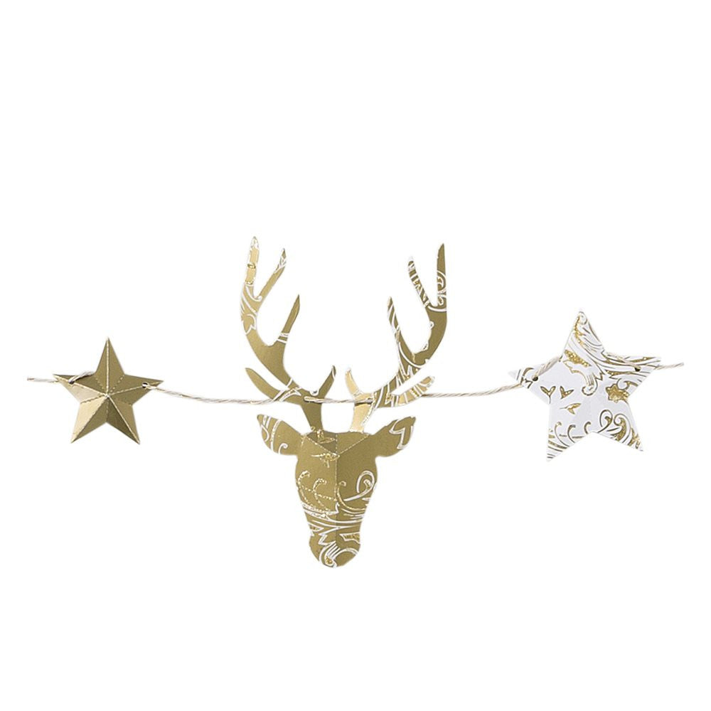  Party Porcelain Gold Stag Garland, TT-Talking Tables, Putti Fine Furnishings