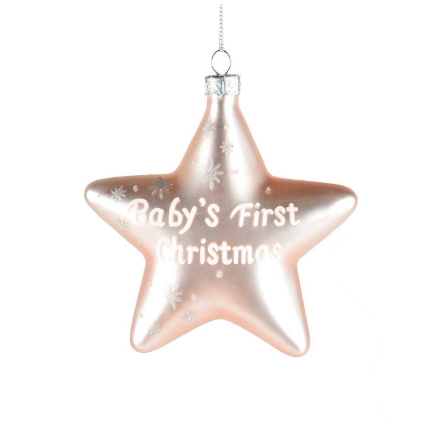 Baby’s First Christmas Pink Glass Star Ornament