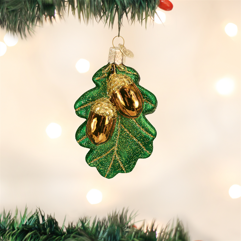 Old World Christmas Oak Leaf with Acorns Glass Ornament -  Christmas Decorations - Old World Christmas - Putti Fine Furnishings Toronto Canada - 1