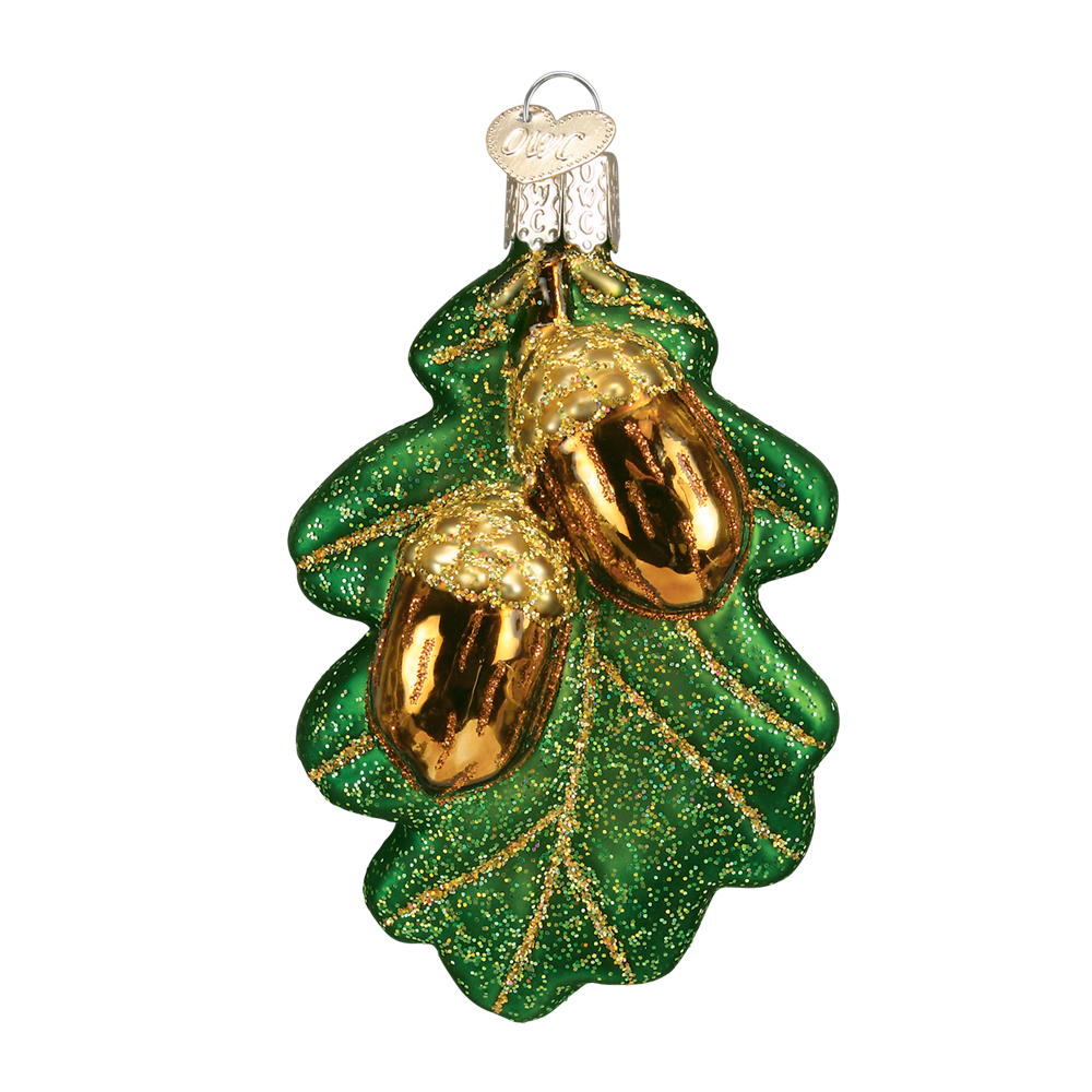 Old World Christmas Oak Leaf with Acorns Glass Ornament -  Christmas Decorations - Old World Christmas - Putti Fine Furnishings Toronto Canada - 1