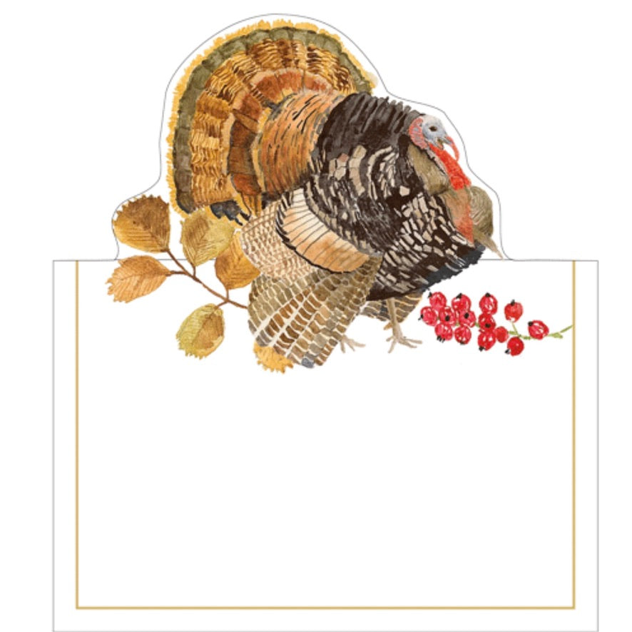 Caspari Woodland Turkey Diecut Place Card | Putti Fine Furnishings 
