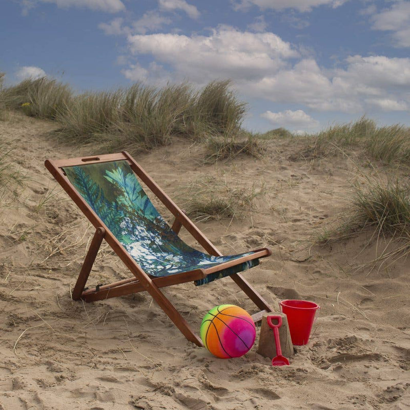 "Forest" Green & Blue Wood Deckchair