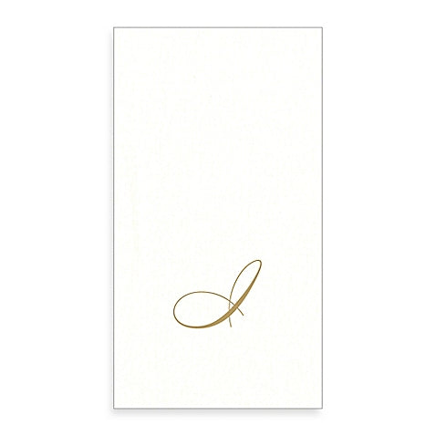  Gold Monogram Paper Guest Towel - Letter I, CI-Caspari, Putti Fine Furnishings