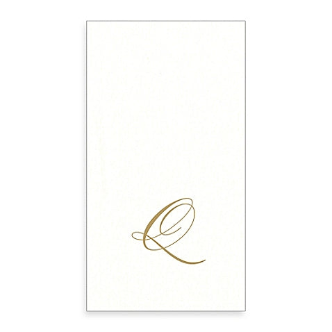  Gold Monogram Paper Guest Towel - Letter Q, CI-Caspari, Putti Fine Furnishings