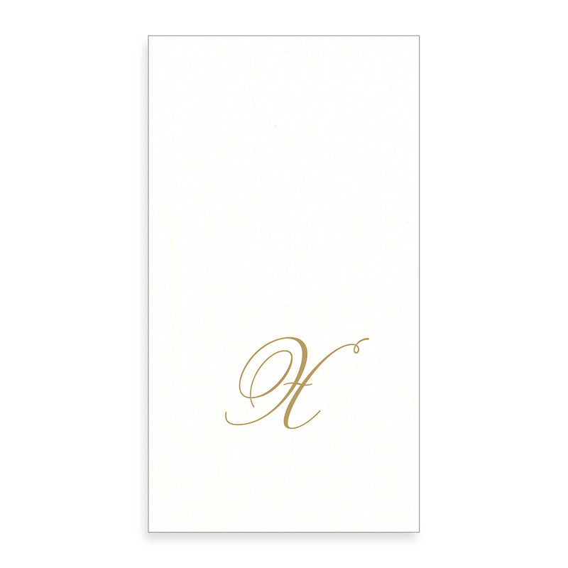  Gold Monogram Paper Guest Towel - Letter X, CI-Caspari, Putti Fine Furnishings