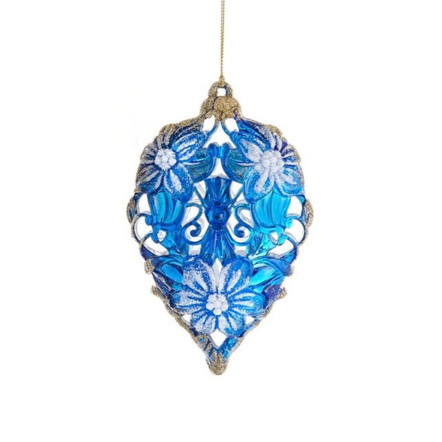 Kurt Adler Blue and White Oval Acrylic Ornament | Putti Christmas Canada 