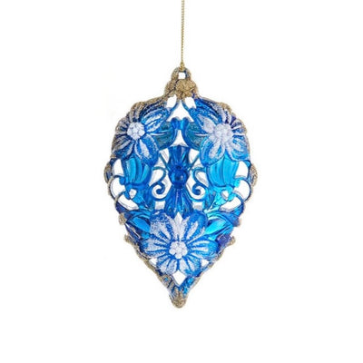 Kurt Adler Blue and White Oval Acrylic Ornament | Putti Christmas Canada