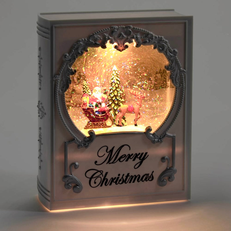 White "Merry Christmas Perpetual Snow Book Lantern