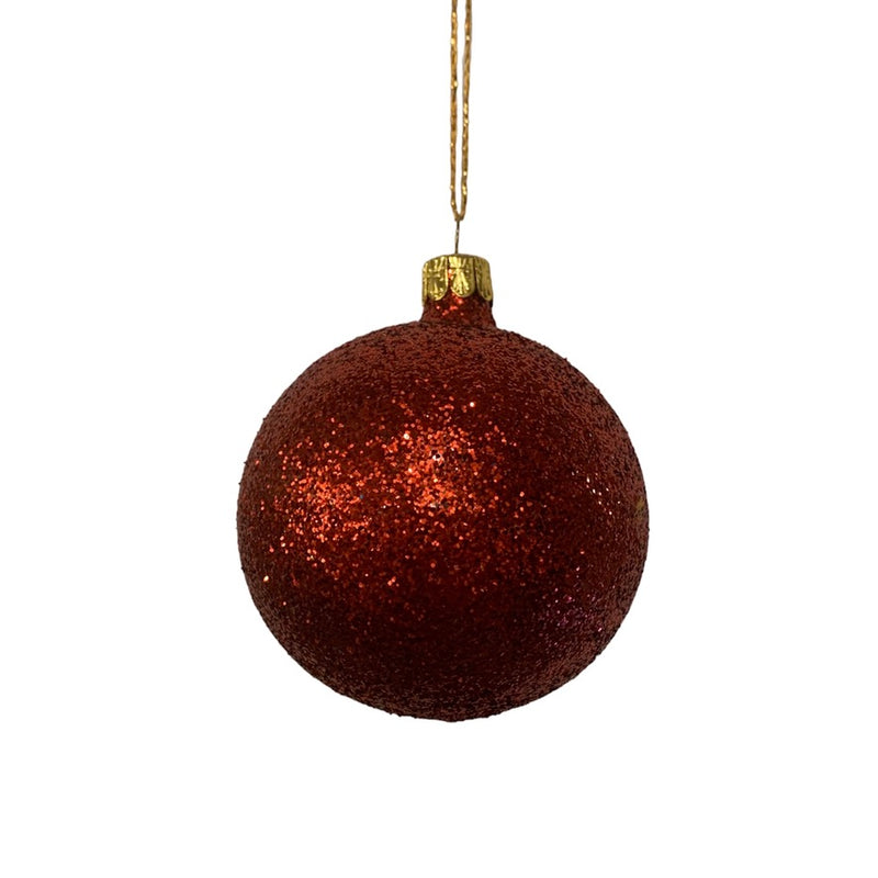 Red Glitter Glass Ball Ornament