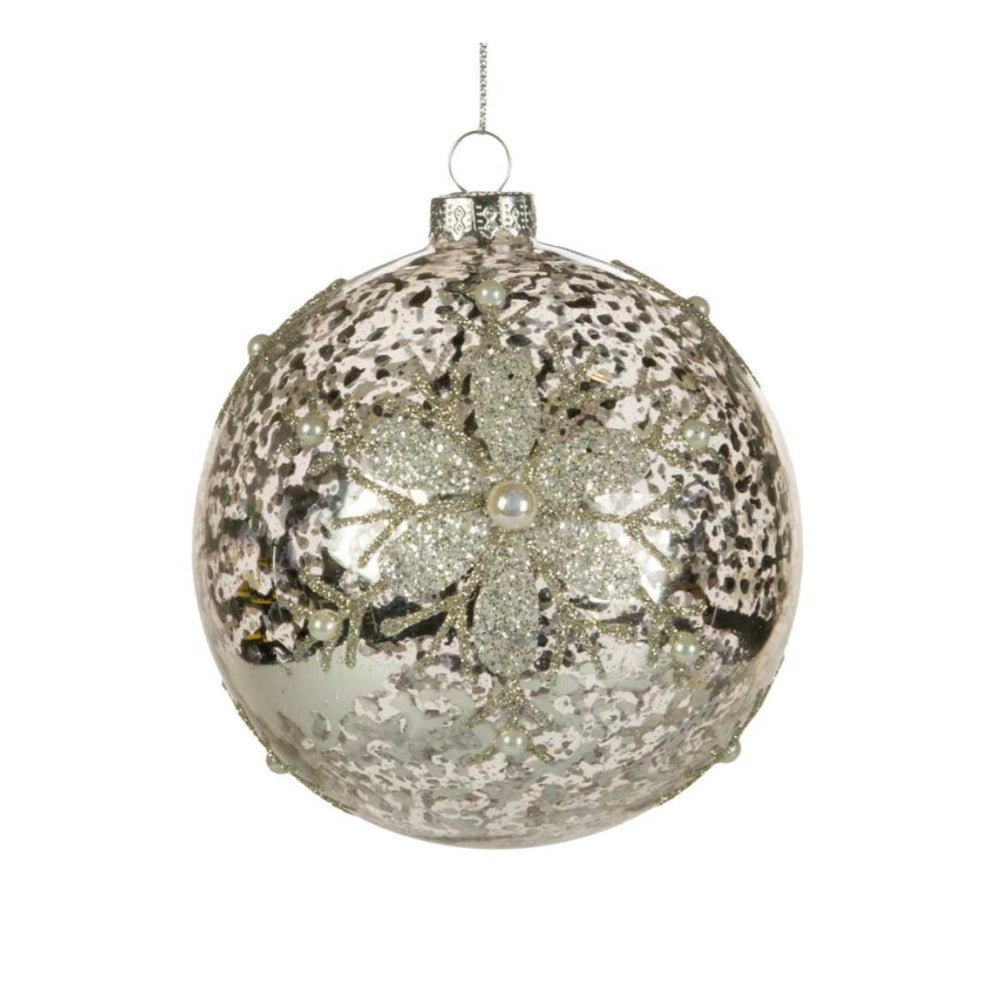 Antique Silver Glass ball Ornament