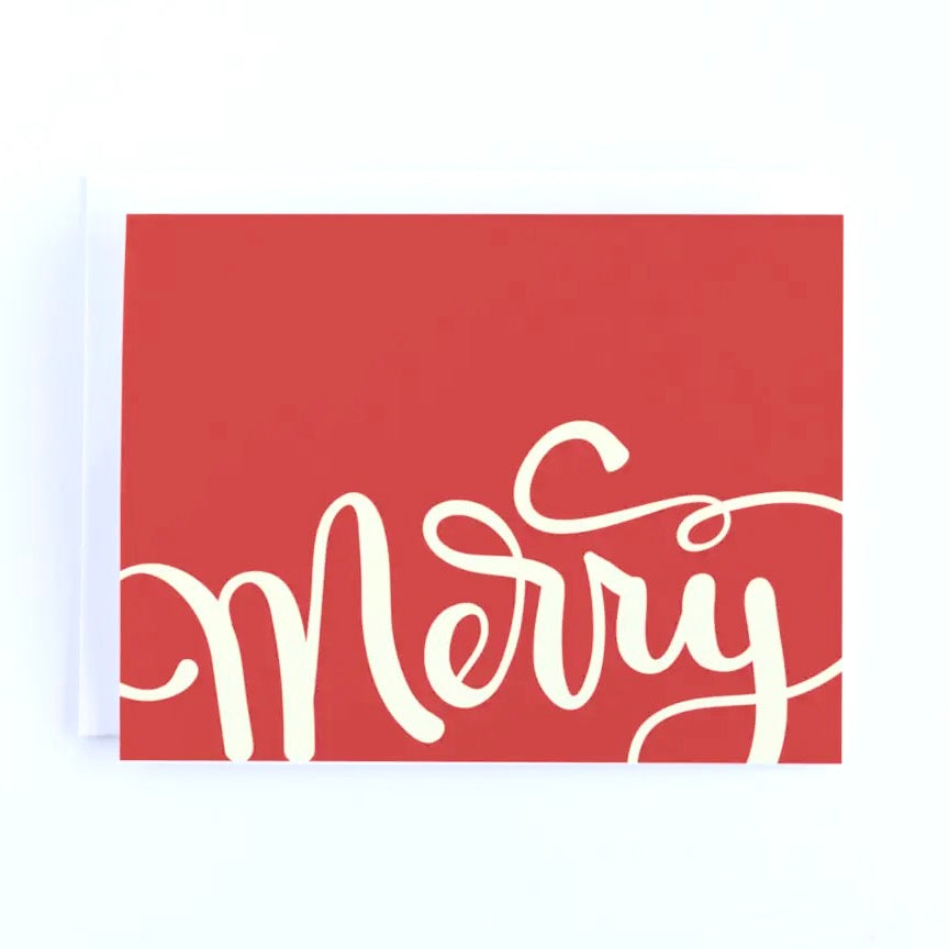 "Merry" Red Script Christmas Boxed Cards