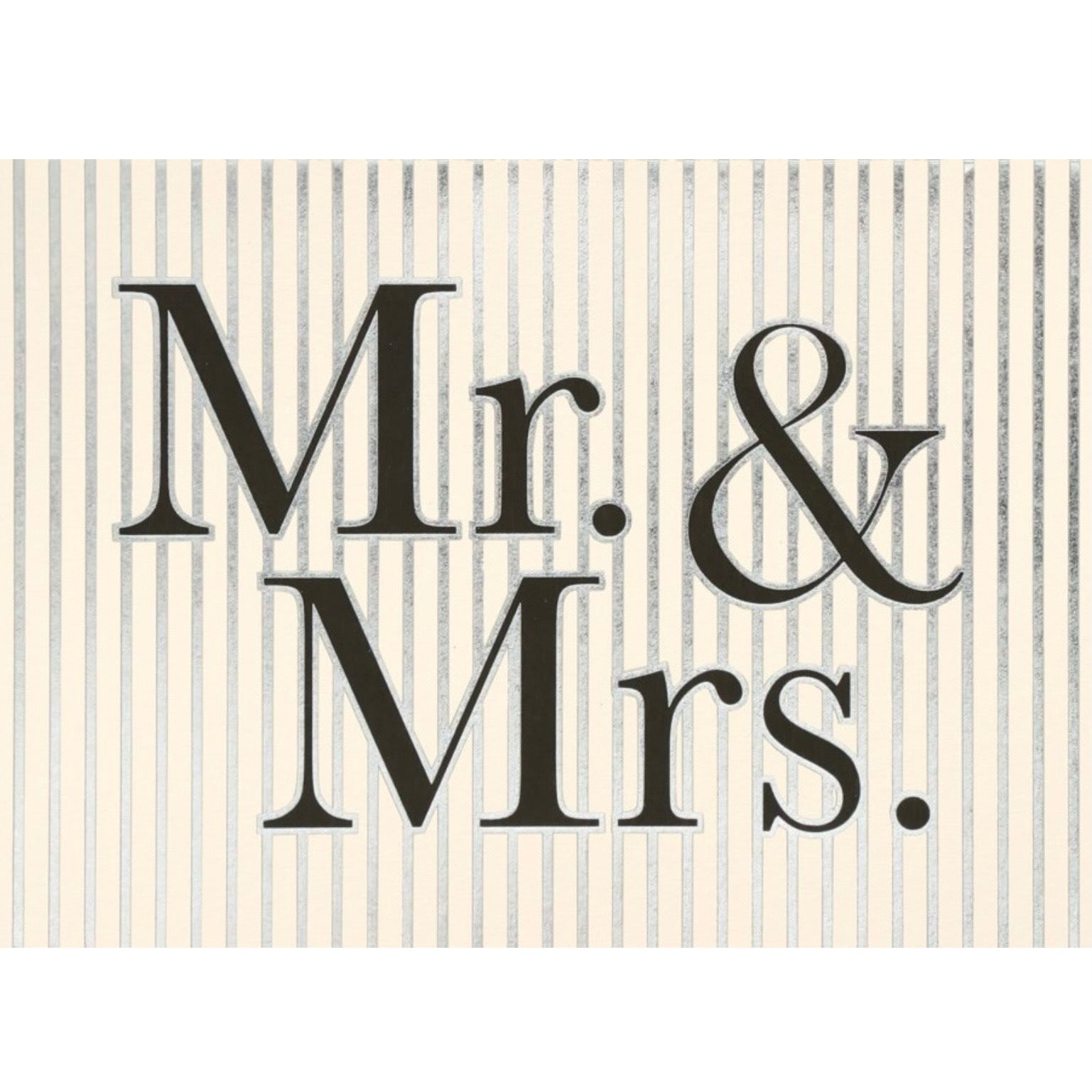 "Mr & Mrs" Silver Pinstripe Greeting Card