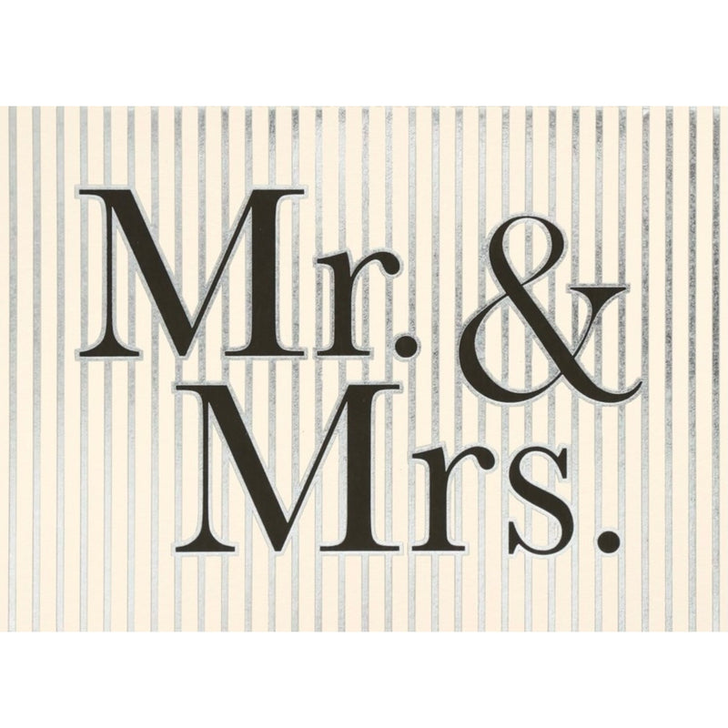 "Mr & Mrs" Silver Pinstripe Greeting Card