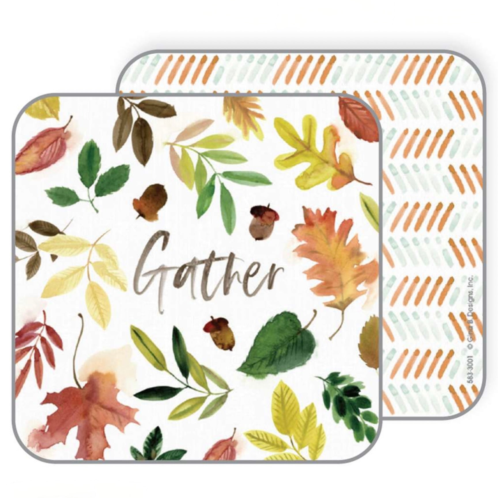 "Gather" Fall Leaves Paper Coasters