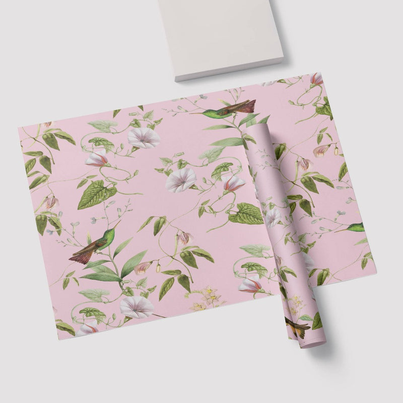 Pink Chinoiserie Bird Paper Placemats | Putti Fine Furnishings 