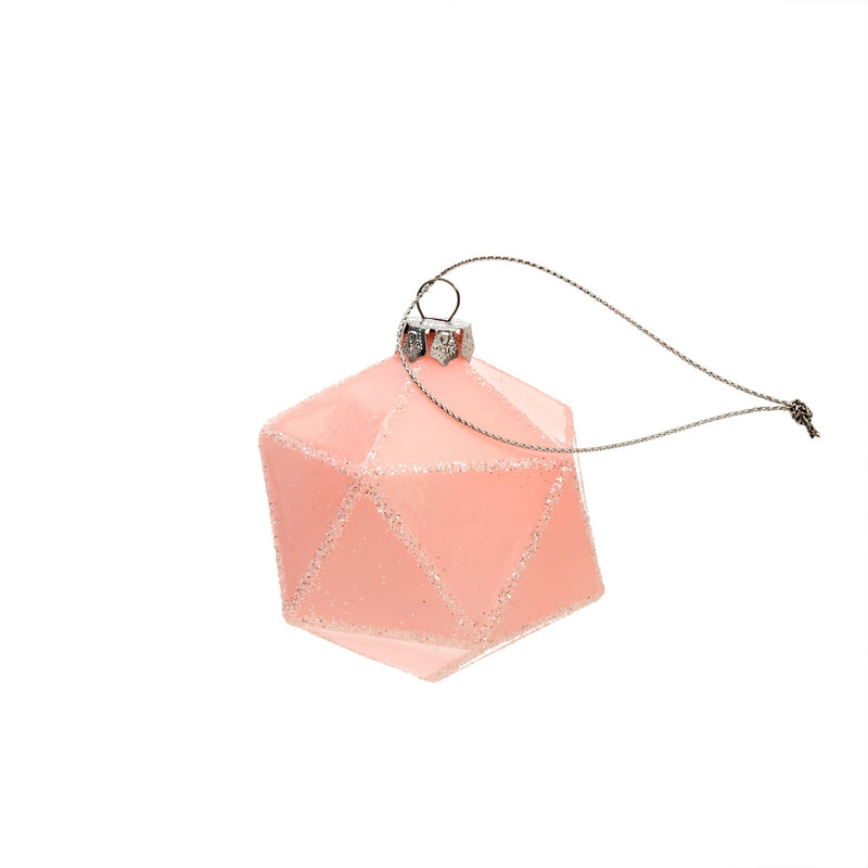 Blush Pink Geo Ball Glass Ornament