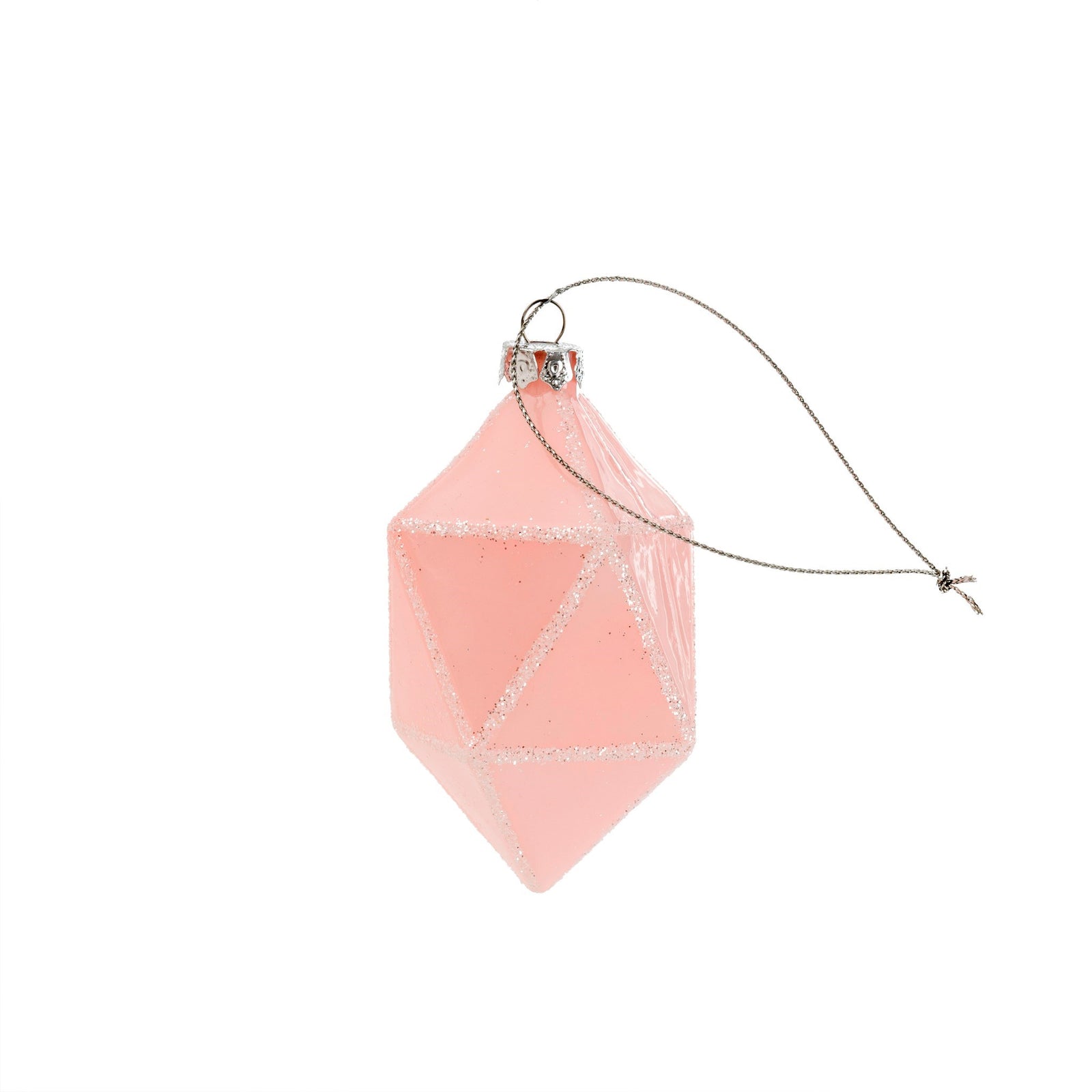 Blush Pink Geo Drop Glass Ornament