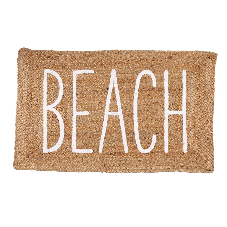 "BEACH" Braided Jute Mat