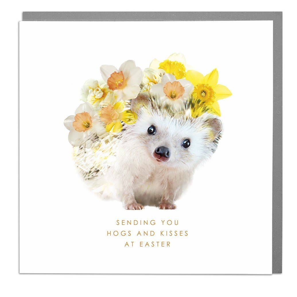Hedgehog Sending You Hogs And Kisses This Easter Card