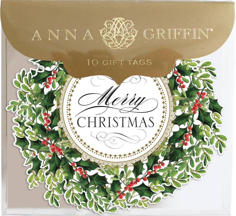 Anna Griffin Christmas/Holiday Gift Tags Merry Christmas Wreath Large Tag