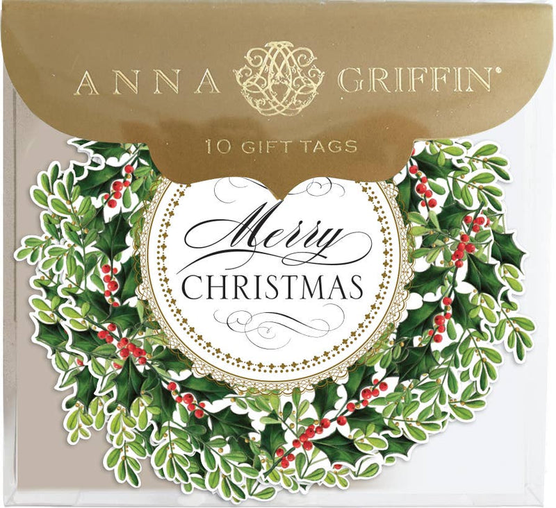 Anna Griffin Christmas/Holiday Gift Tags Merry Christmas Wreath Large Tag
