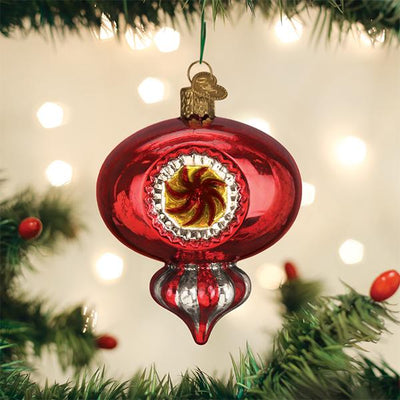 Old World Christmas Red Peppermint Reflection Glass Ornament