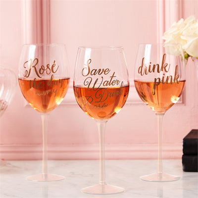 "Drink Pink" Wine Glasses, TC-Two's Company, Putti Fine Furnishings