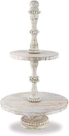 Mud Pie Beaded Wood Two Tier Serving Stand