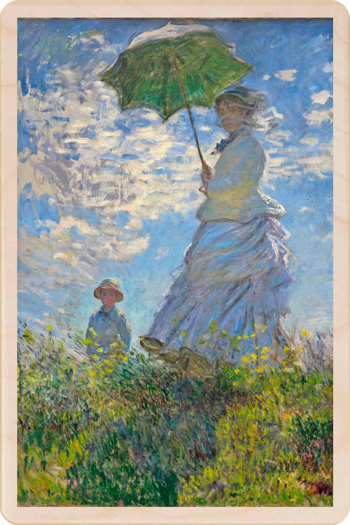 Monet Woman with a Parasol Wooden Postcard