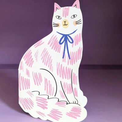 Sitting Kitty Shapped Card - Pink