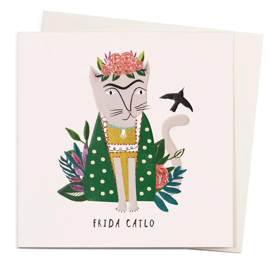 "Frida Catlo" Cat Fida Khalo Greeting Card | Putti Celebrations 