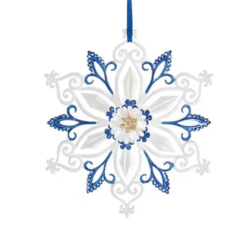 Kurt Adler Indigo Dreams Snowflake Ornament | Putti Christmas Decorations 