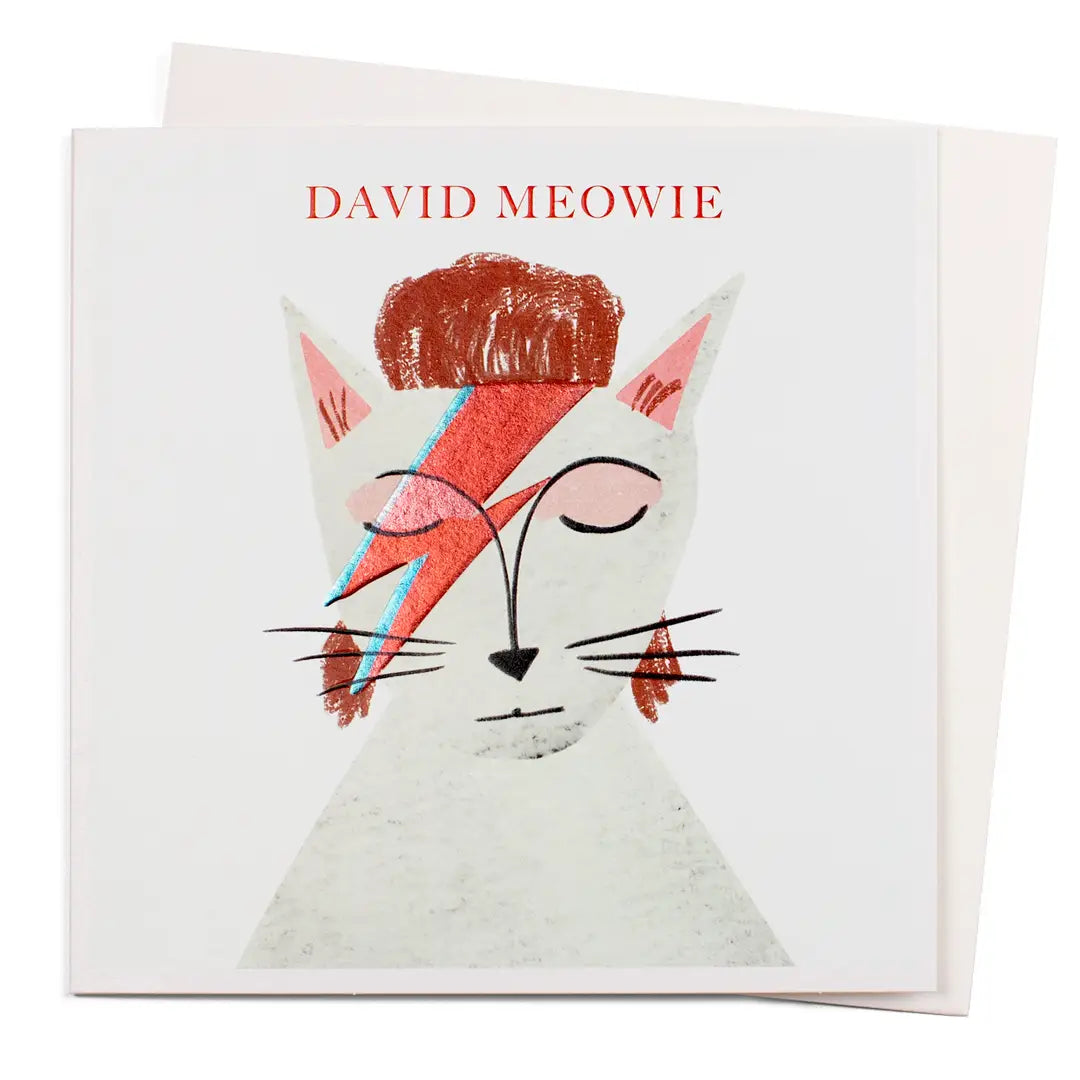 "David Meowie" Ziggy Stardust Bowie Greeting Card