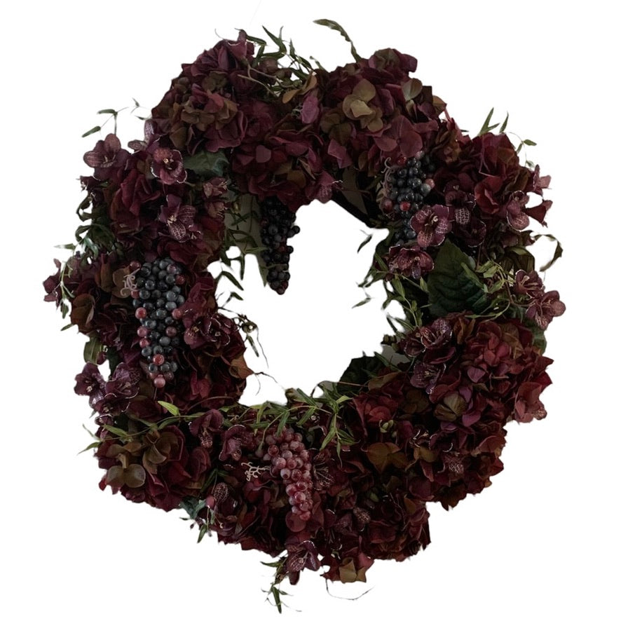 Purple Hydrangea Wreath with Grapes | Putti Fine Furnishings Canada 