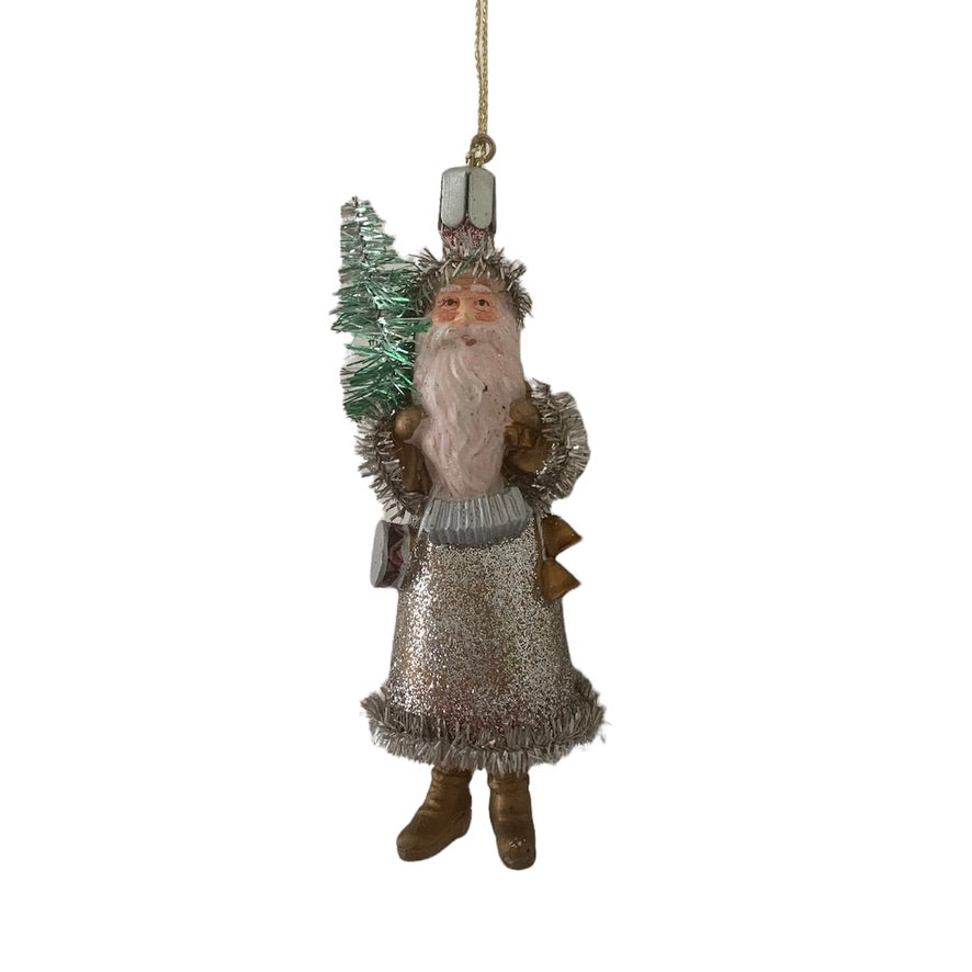 Miniature Silver Belsnickel Santa - Bells