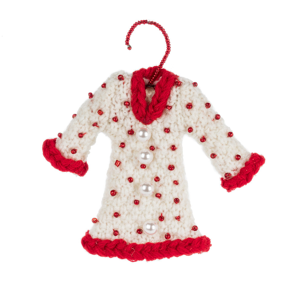  Red Beaded Dress Ornament, AC-Abbott Collection, Putti Fine Furnishings