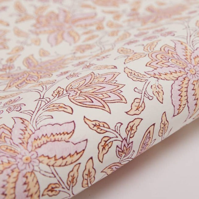 Hand Block Printed Gift Wrap Sheets - Bouquet Blossom