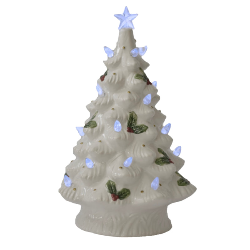 White Ceramic Christmas Tree with LED Lights